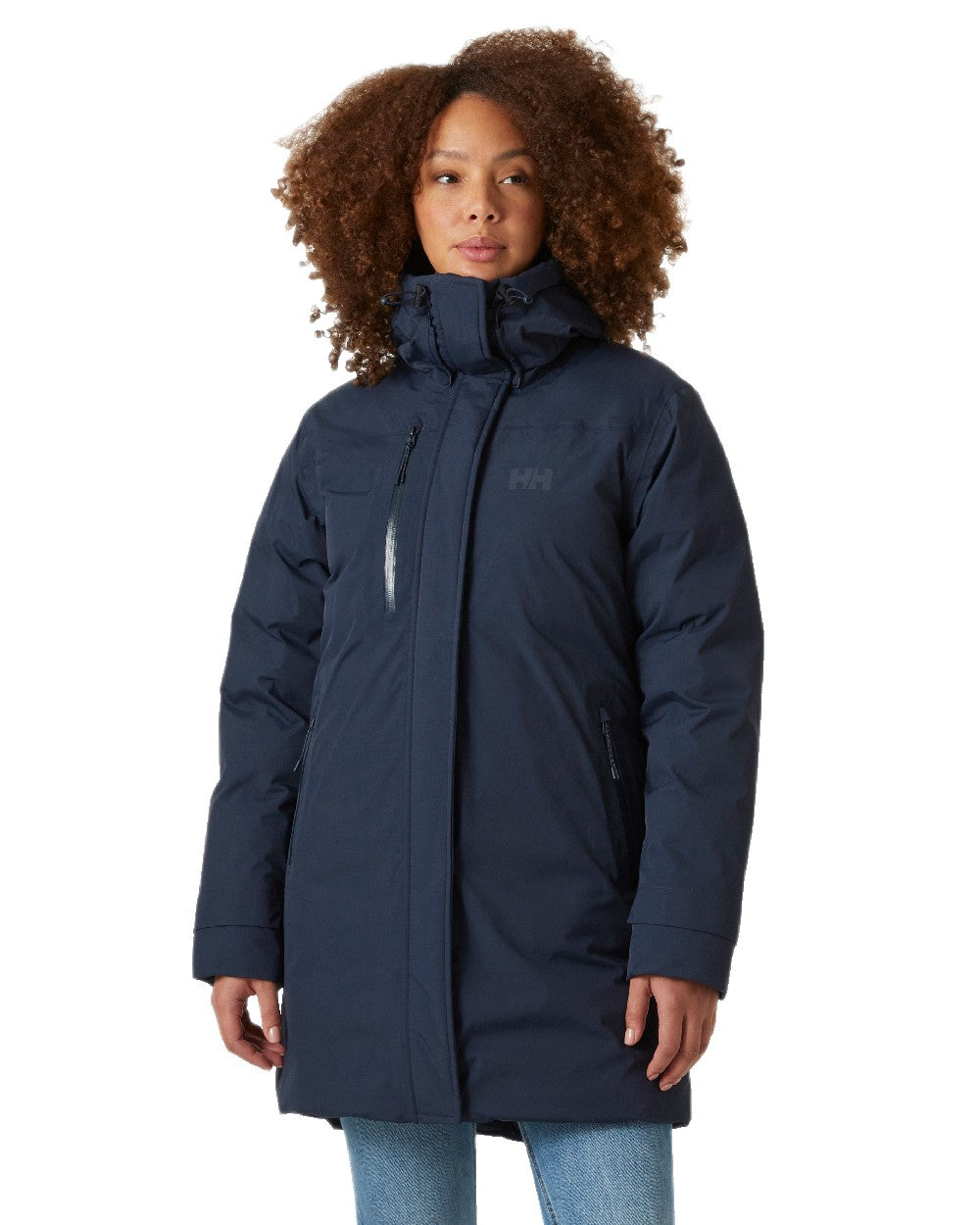 Navy Coloured Helly Hansen Womens Adore Helly Tech Parka on White Background
