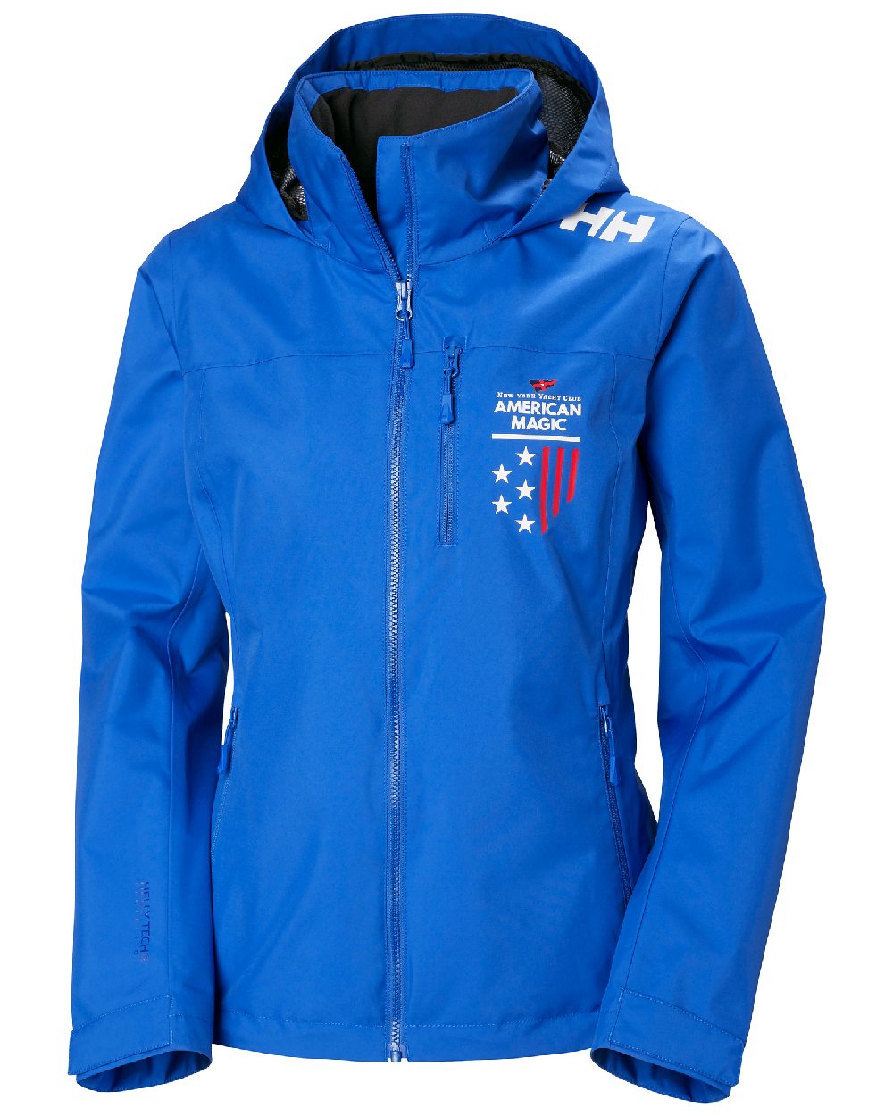Cobalt 2.0 coloured Helly Hansen Womens American Magic Crew Hooded Jacket 2.0 on white background 