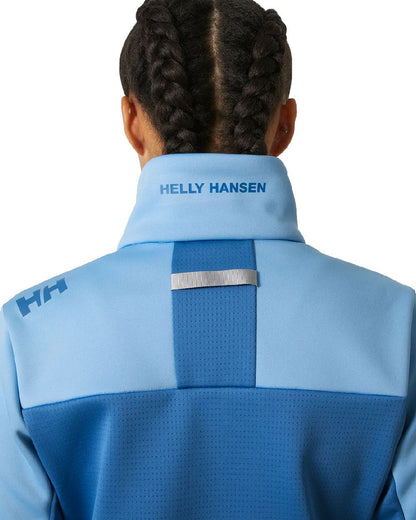 Bright Blue coloured Helly Hansen Womens Crew Fleece Jacket on white background 
