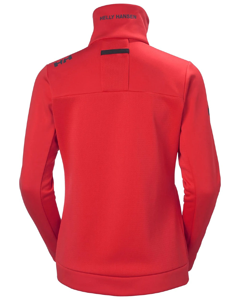 Red coloured Helly Hansen Womens Crew Fleece Jacket on white background 