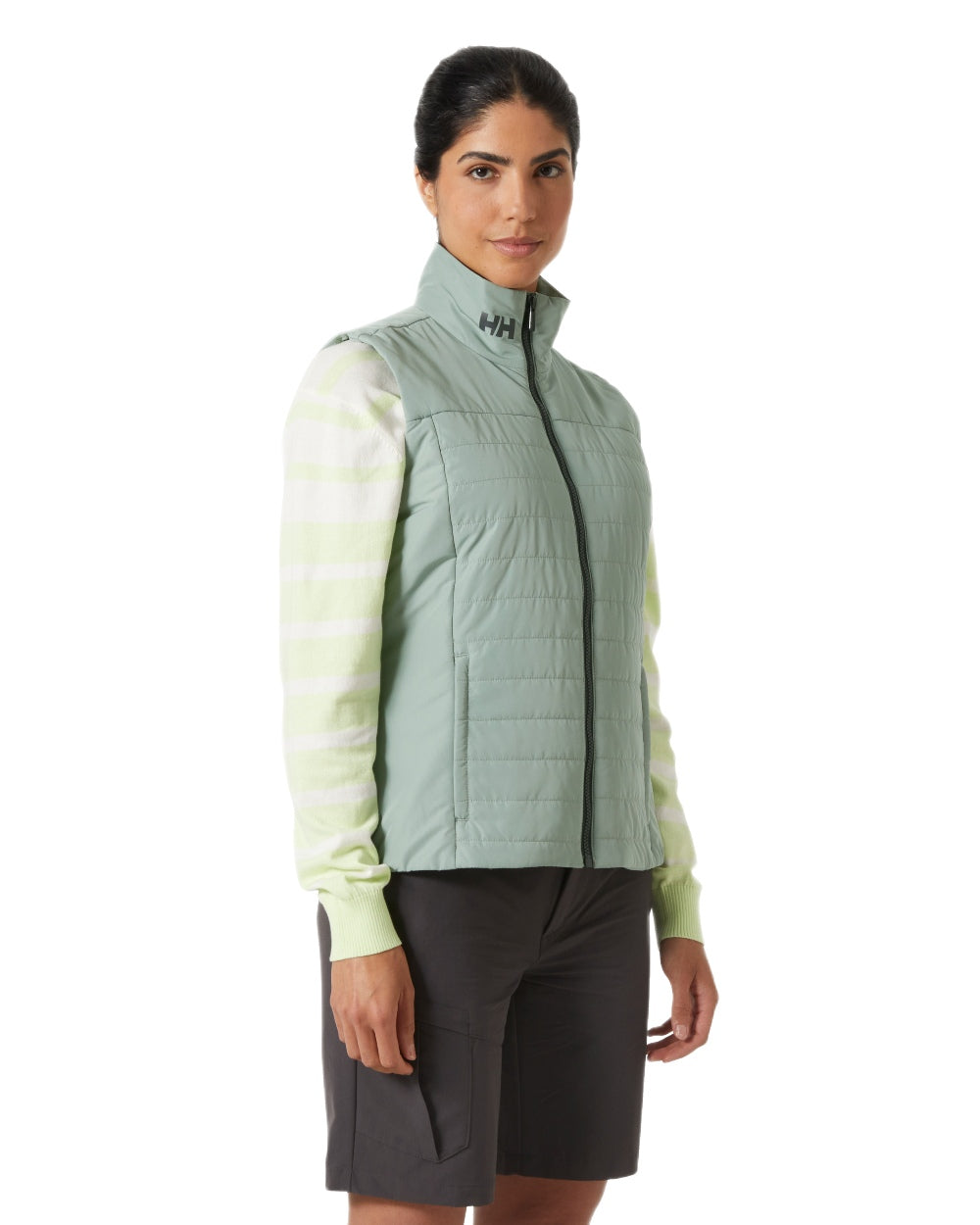 Eucalyptus Coloured Helly Hansen Womens Crew Insulated Vest 2.0 on White Background