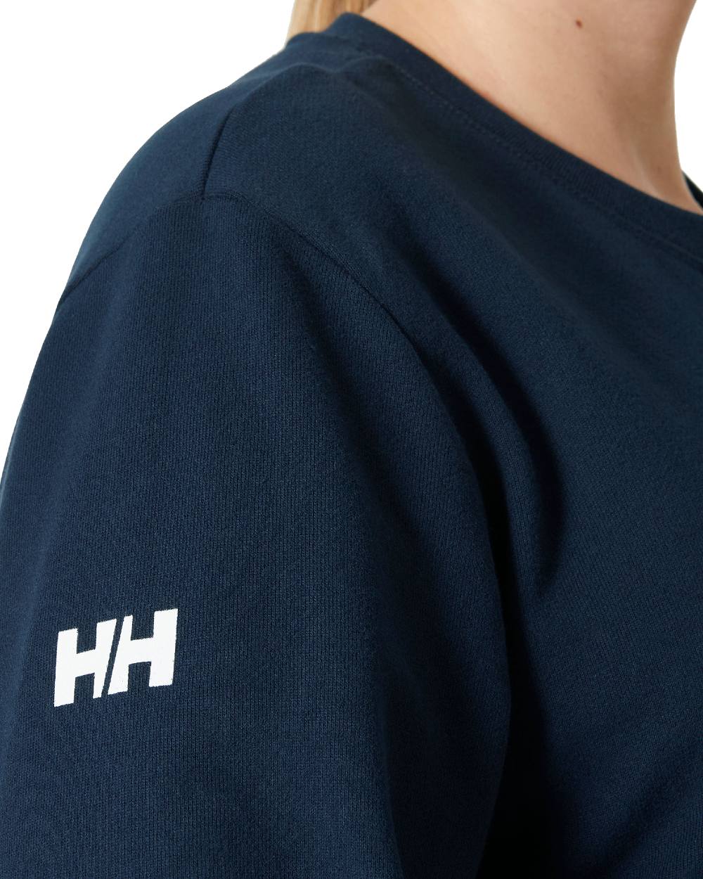 Navy coloured Helly Hansen Womens Crew Sweatshirt on white background