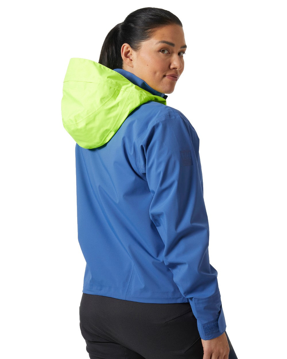 Azurite coloured Helly Hansen Womens Foil Shell Jacket 2.0 on white background 