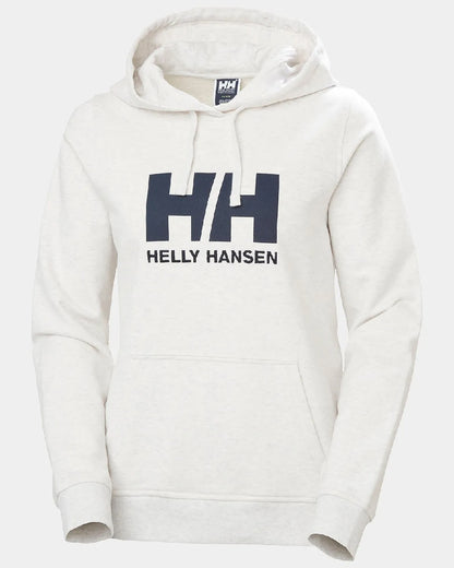 Nimbus Cloud Melange coloured Helly Hansen Womens Logo Hoodie on grey background 