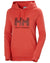 Poppy Red coloured Helly Hansen Womens Logo Hoodie on white background #colour_poppy-red