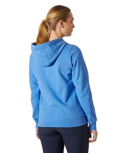 Ultra Blue coloured Helly Hansen Womens Logo Hoodie on white background 