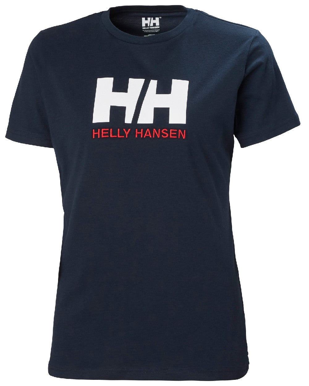 Navy coloured Helly Hansen Womens Logo T-Shirt on white background 