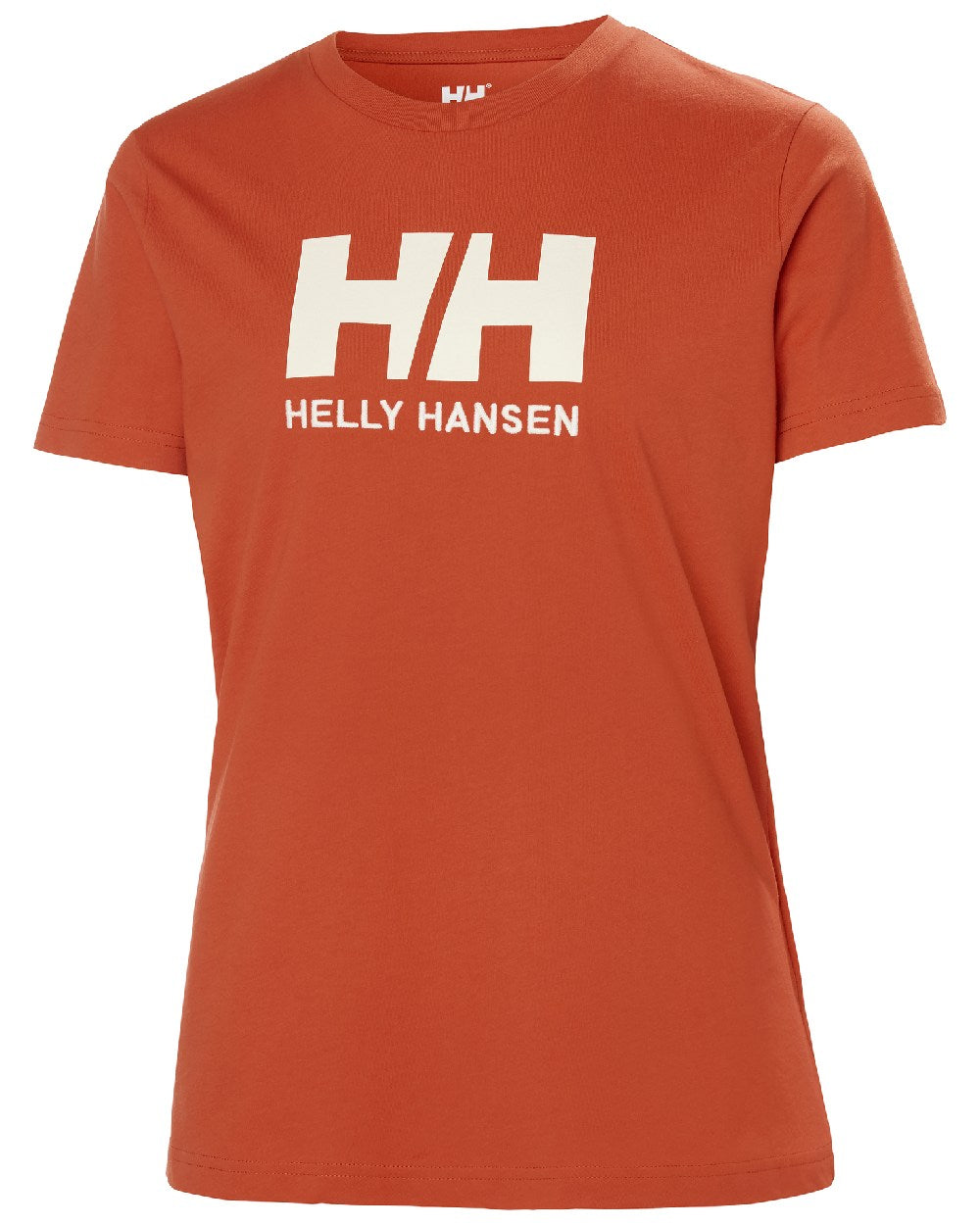 Terracotta coloured Helly Hansen Womens Logo T-Shirt on white background 