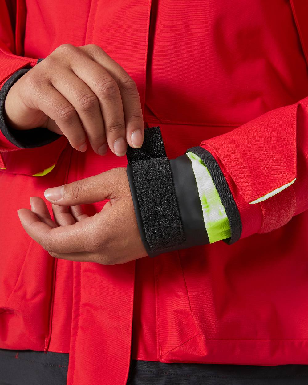 Alert Red coloured Helly Hansen Womens Pier 3.0 Coastal Sailing Jacket on white background