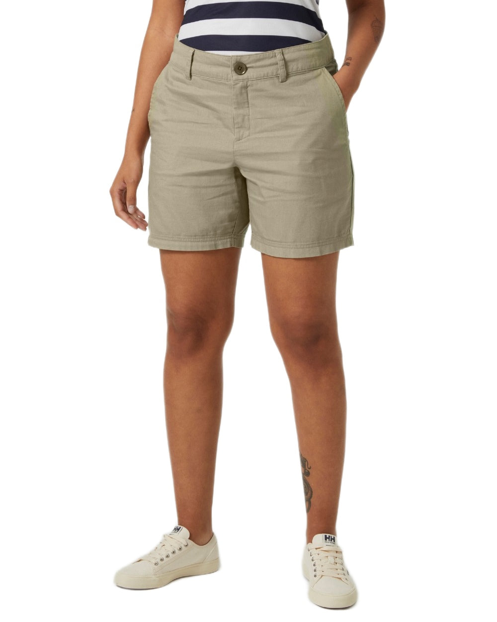 Pebble Coloured Helly Hansen Womens Pier Shorts on White Background