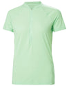 Mint coloured Helly Hansen Womens Siren Half Zip Quick Dry T-Shirt on white background #colour_mint