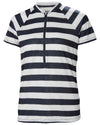 Navy Stripe coloured Helly Hansen Womens Siren Half Zip Quick Dry T-Shirt on white background #colour_navy-stripe