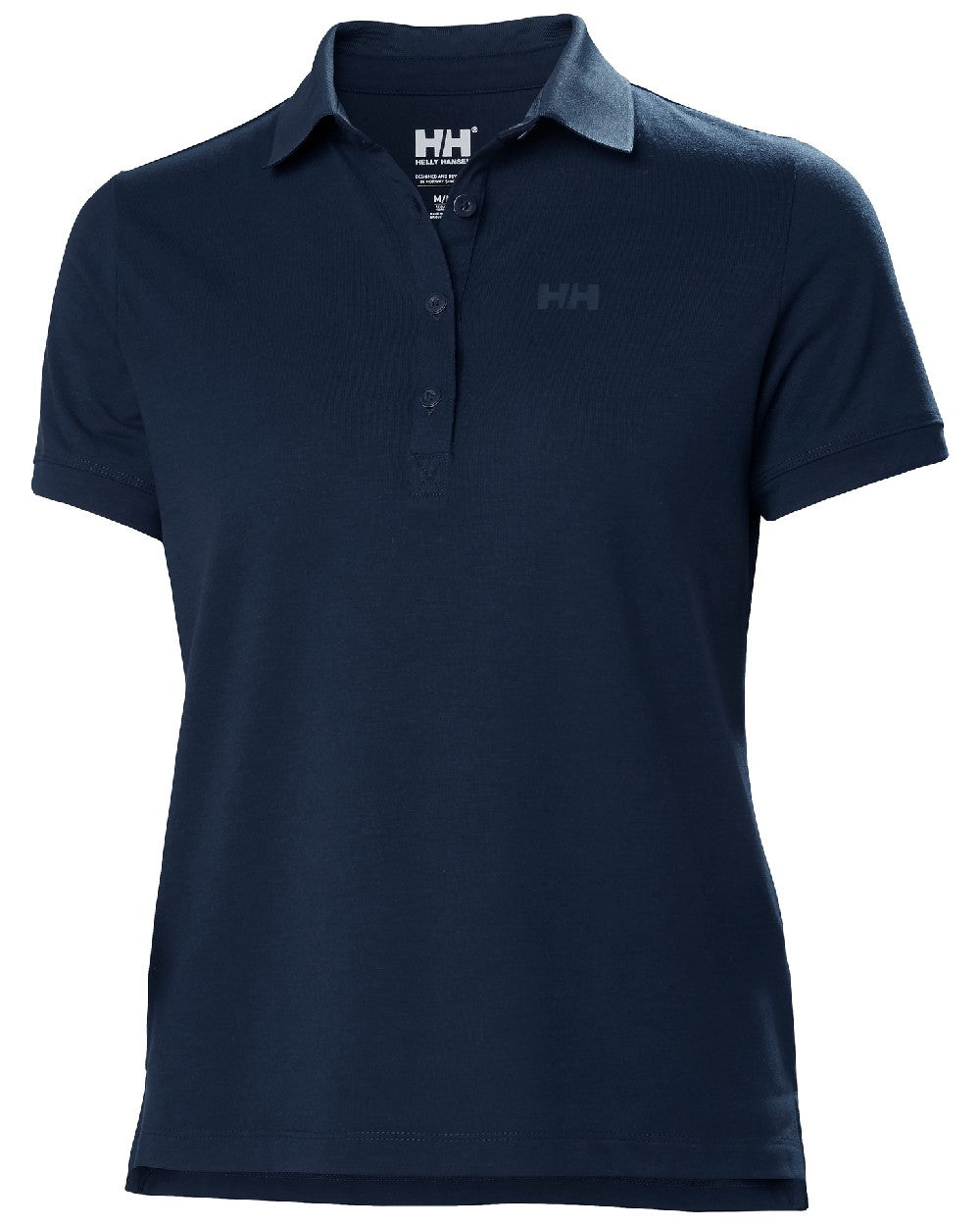 Navy coloured Helly Hansen Womens Siren Quick Dry Polo T-shirt on white background