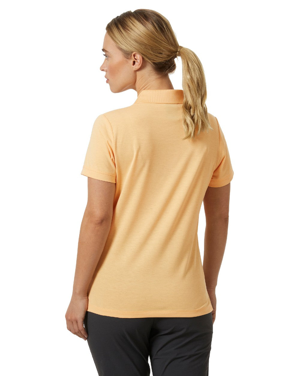 Miami Peach coloured Helly Hansen Womens Siren Quick Dry Polo T-shirt on white background