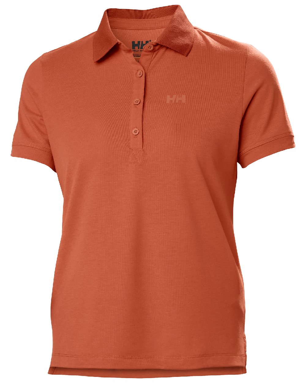 Terracotta coloured Helly Hansen Womens Siren Quick Dry Polo T-shirt on white background