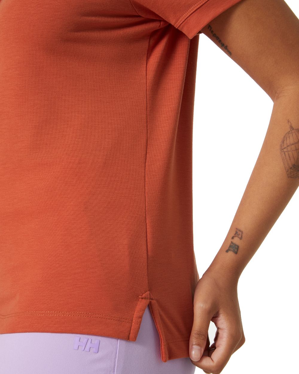 Terracotta coloured Helly Hansen Womens Siren Quick Dry Polo T-shirt on white background