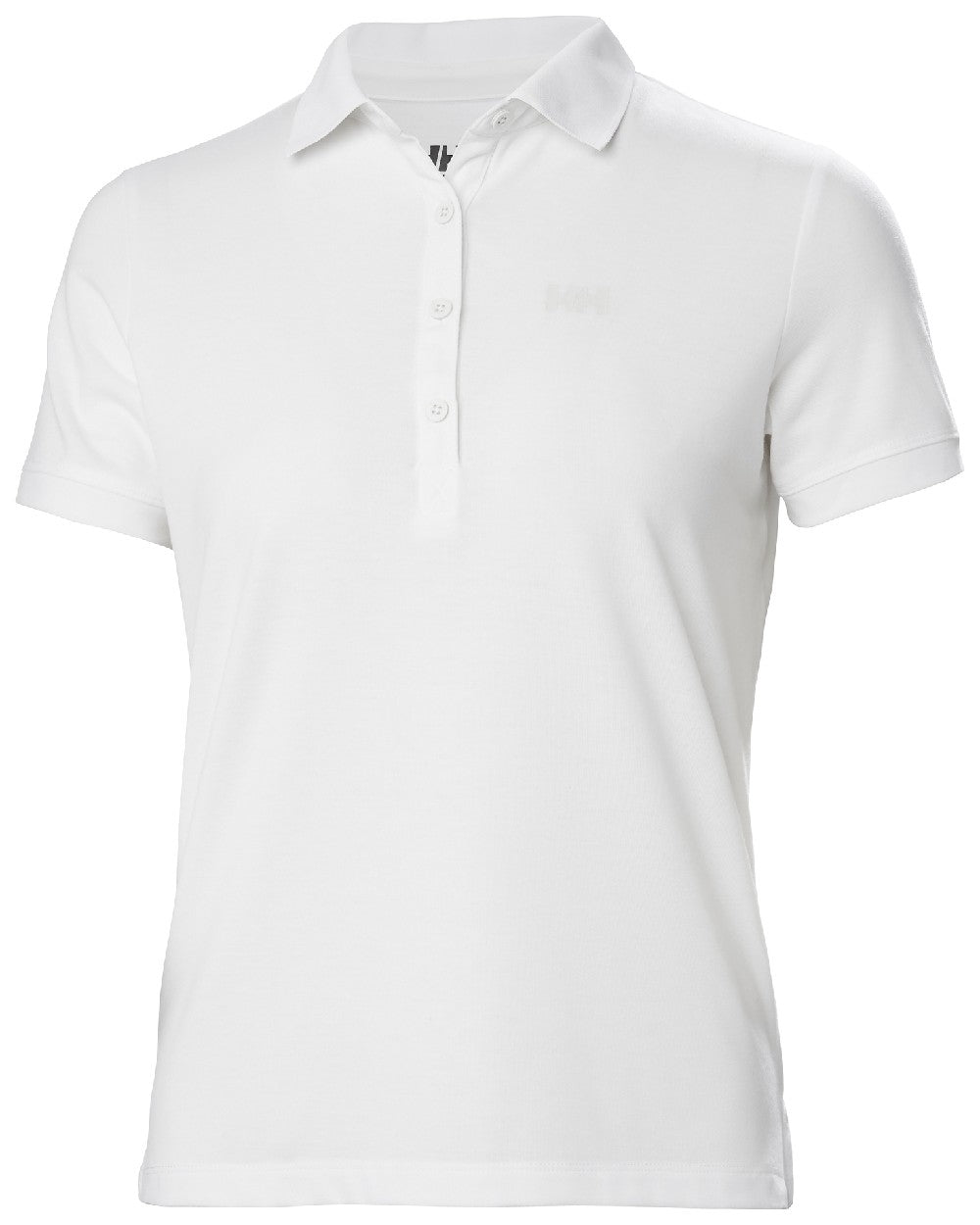 White coloured Helly Hansen Womens Siren Quick Dry Polo T-shirt on white background