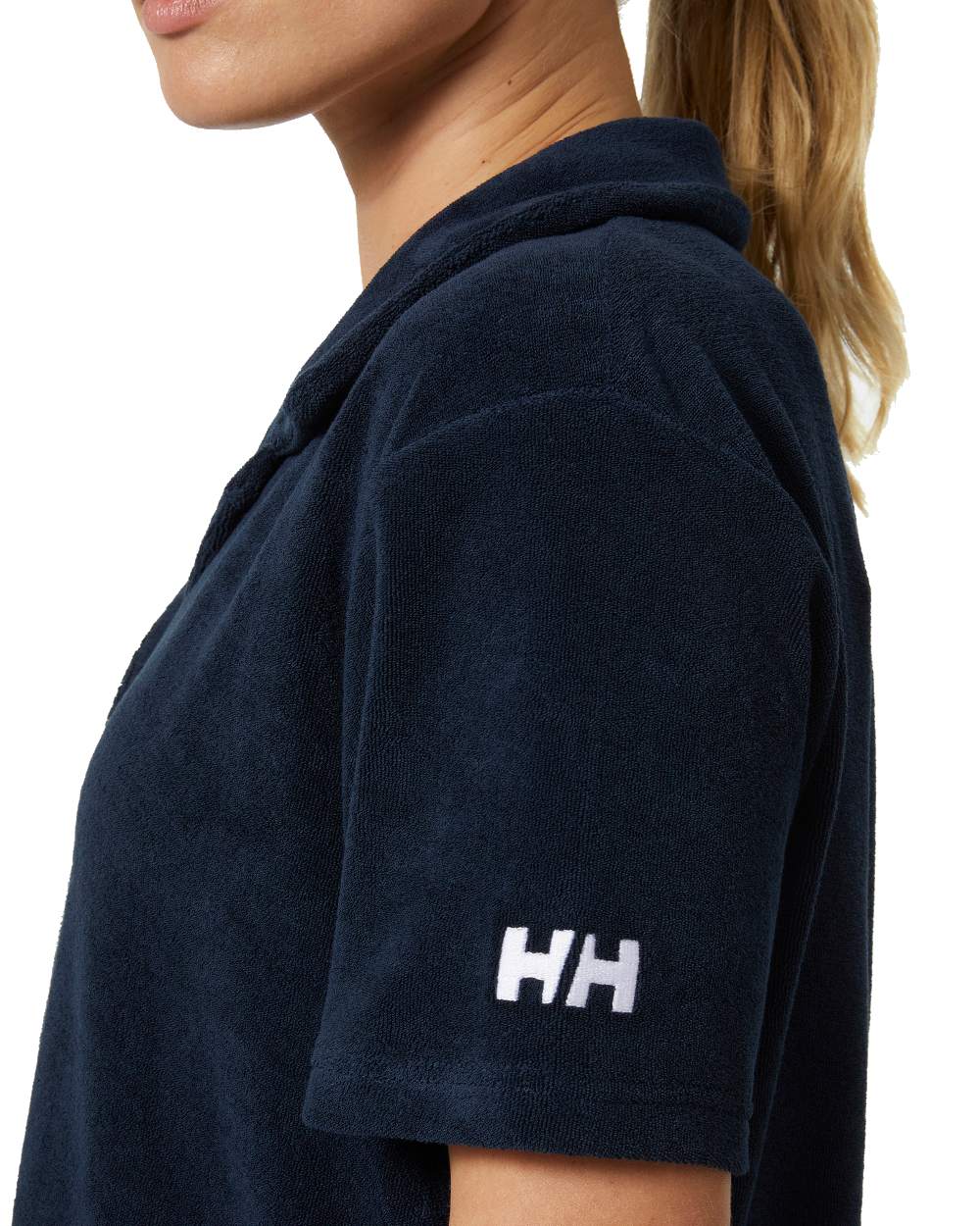 Navy coloured Helly Hansen Womens Siren Towelling Dress on white background