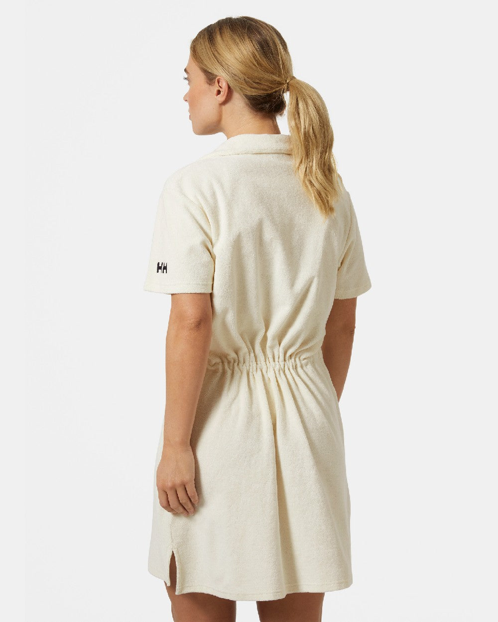 Snow coloured Helly Hansen Womens Siren Towelling Dress on grey background