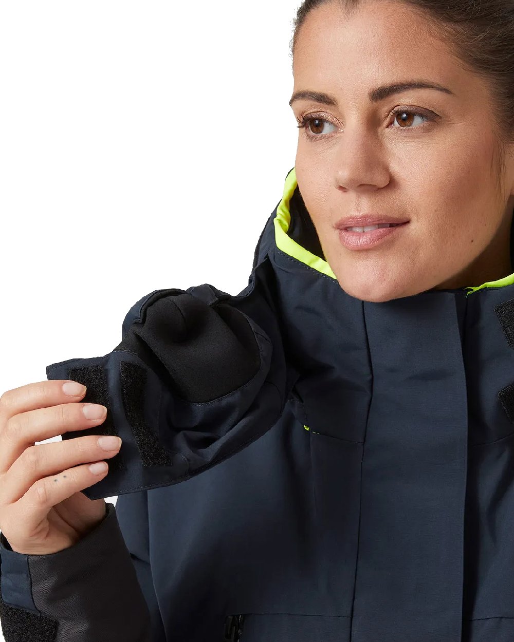 Navy coloured Helly Hansen Womens Skagen Offshore Sailing Jacket on white background