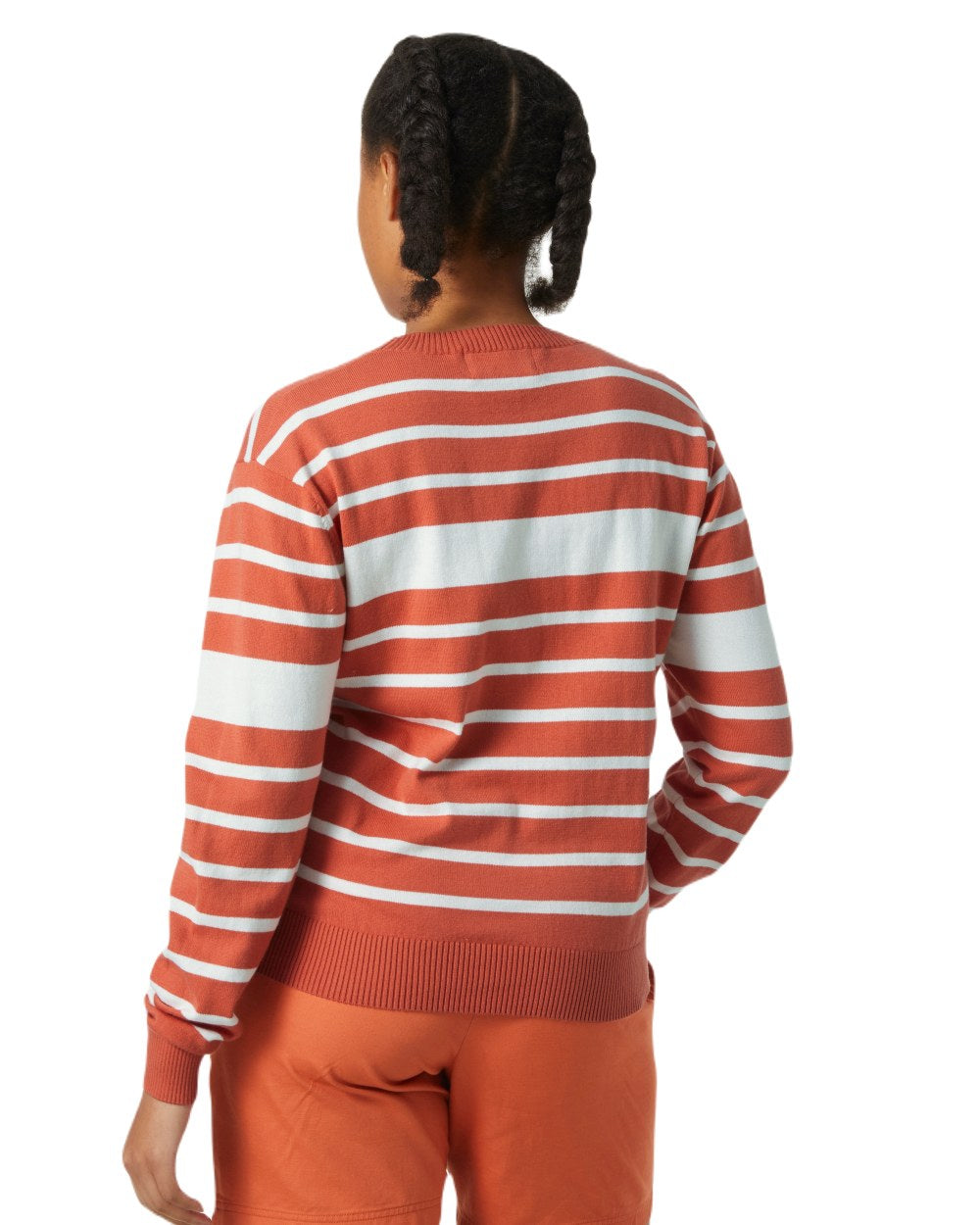 Terracotta Stripe Coloured Helly Hansen Womens Skagen Sweater 2.0 On A White Background 