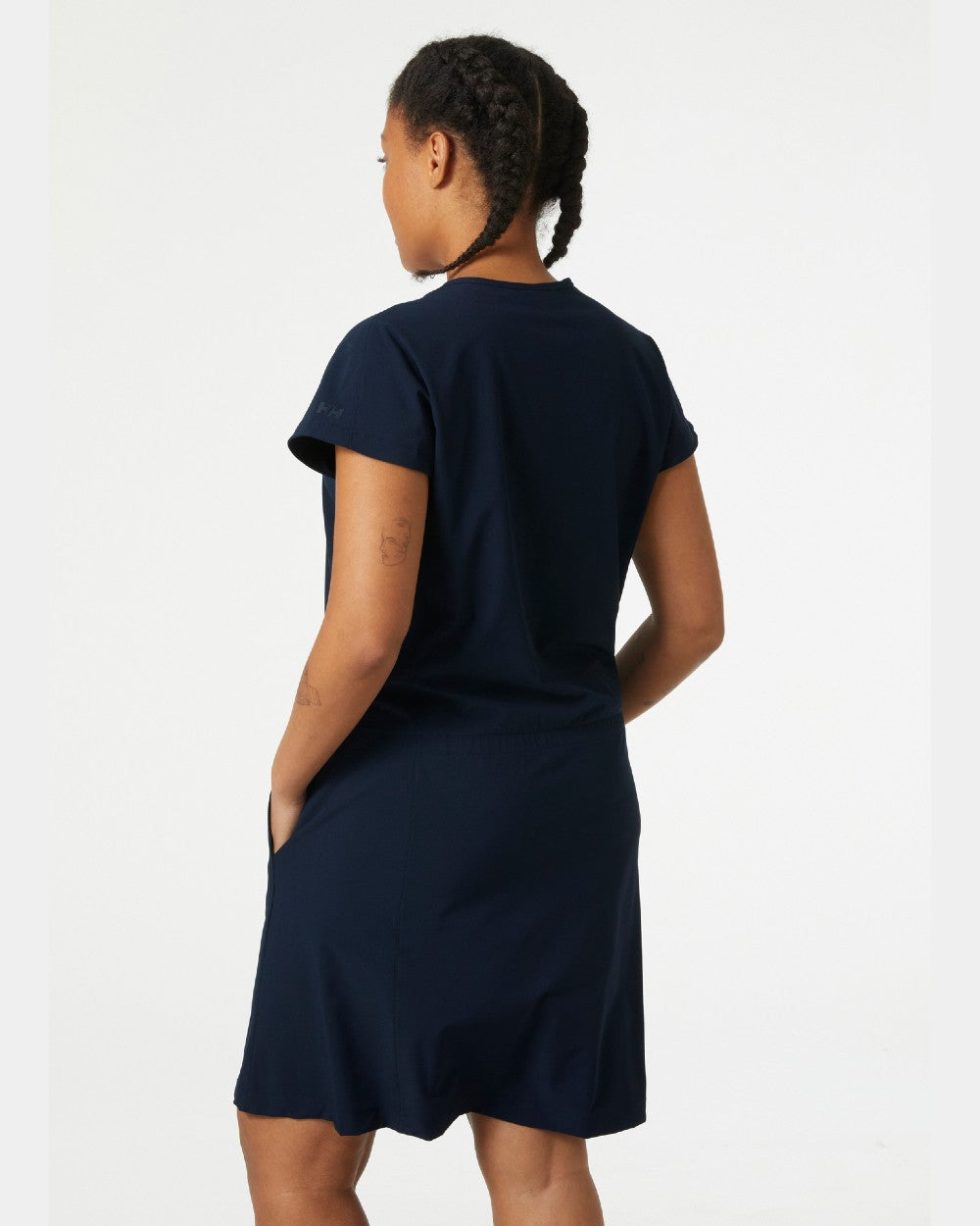 Navy coloured Helly Hansen Womens Thalia Summer Dress 2.0 on grey background