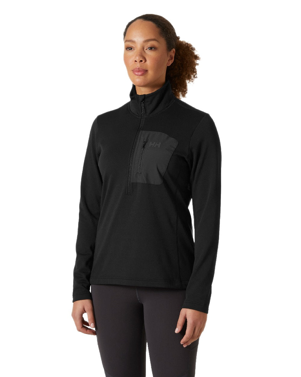 Black Coloured Helly Hansen Womens Versalite Half Zip Fleece on White Background