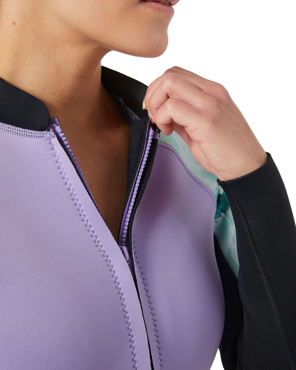 Jade Esra coloured Helly Hansen Womens Waterwear Half Zip Jacket on white background