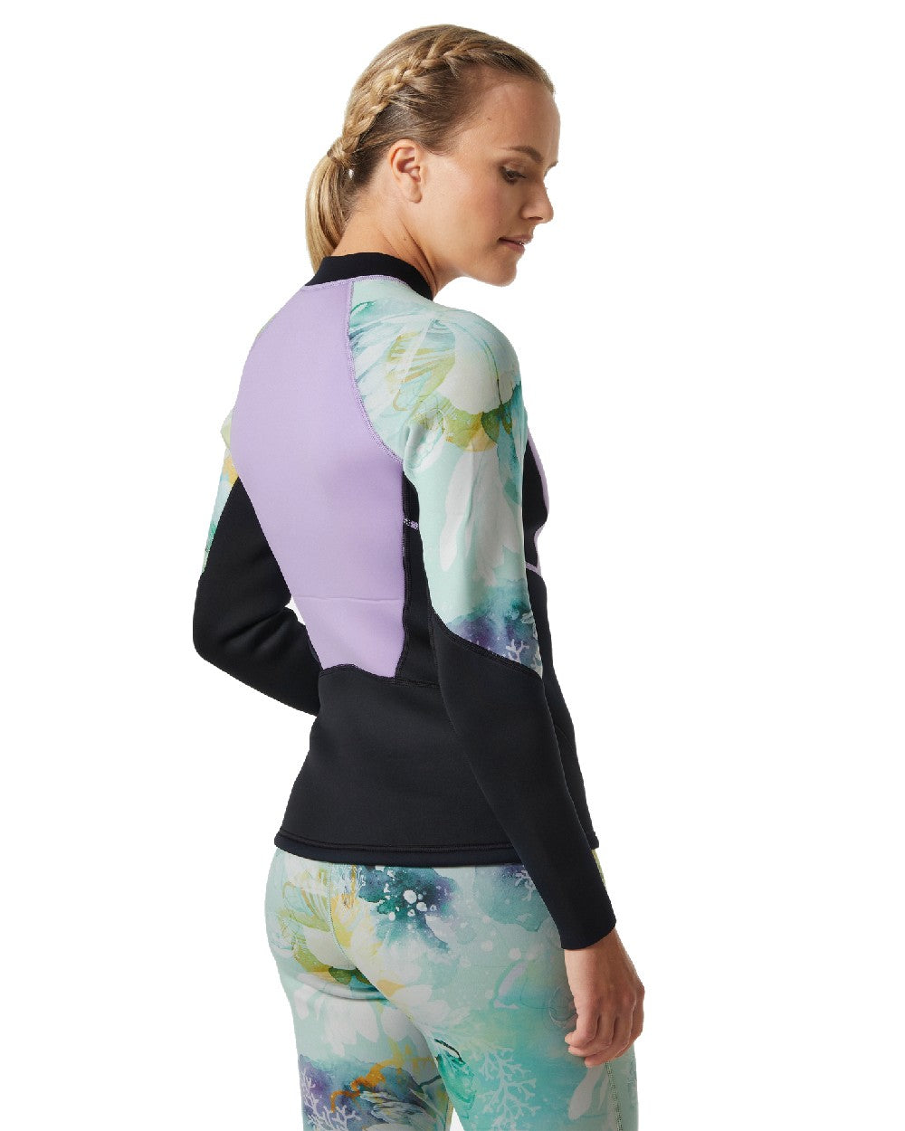 Jade Esra coloured Helly Hansen Womens Waterwear Half Zip Jacket on white background