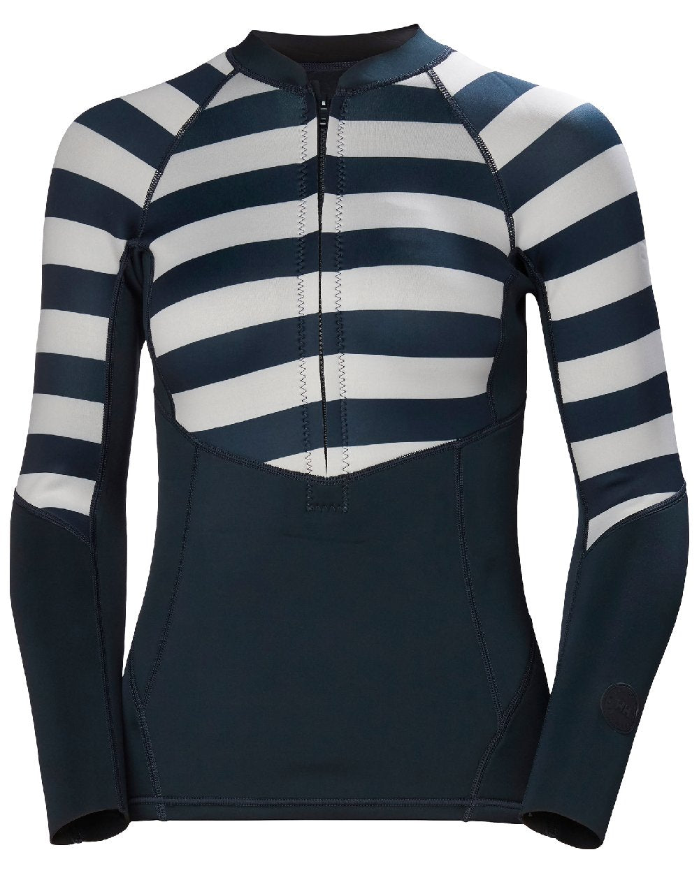 Navy Stripe coloured Helly Hansen Womens Waterwear Half Zip Jacket on white background