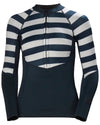 Navy Stripe coloured Helly Hansen Womens Waterwear Half Zip Jacket on white background #colour_navy-stripe