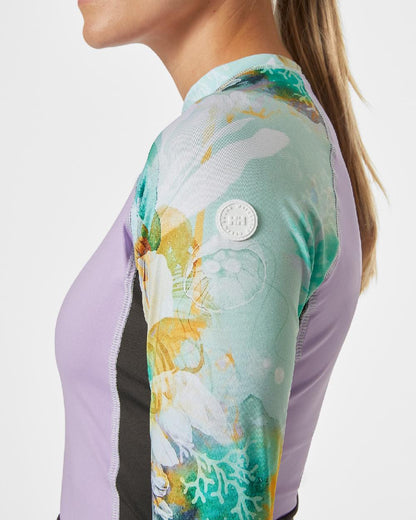 Jade Esra coloured Helly Hansen Womens Waterwear Rashguard on grey background 