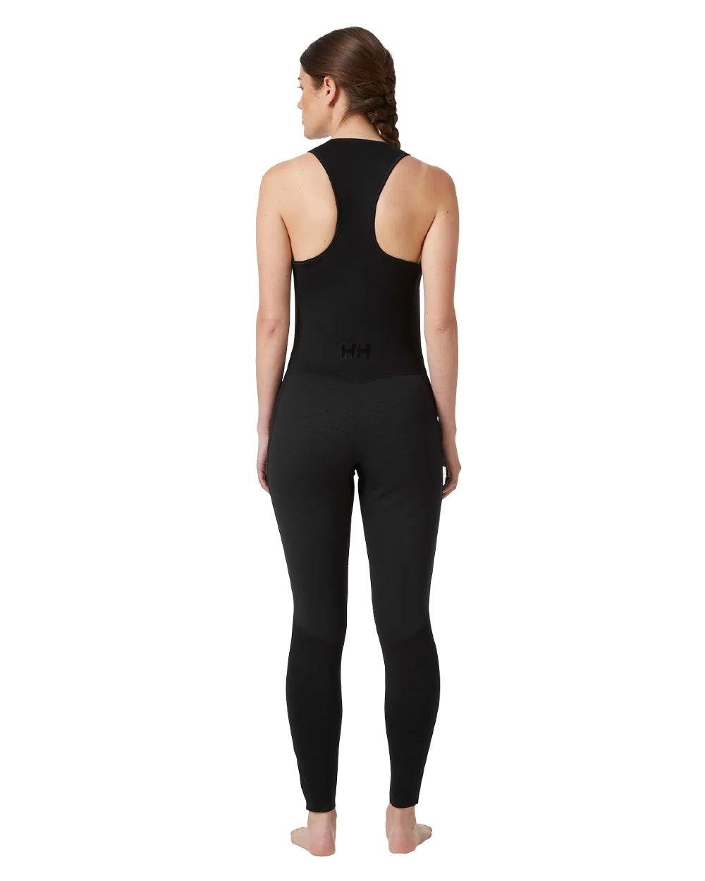 Black coloured Helly Hansen Womens Waterwear Salopette 2.0 on white background