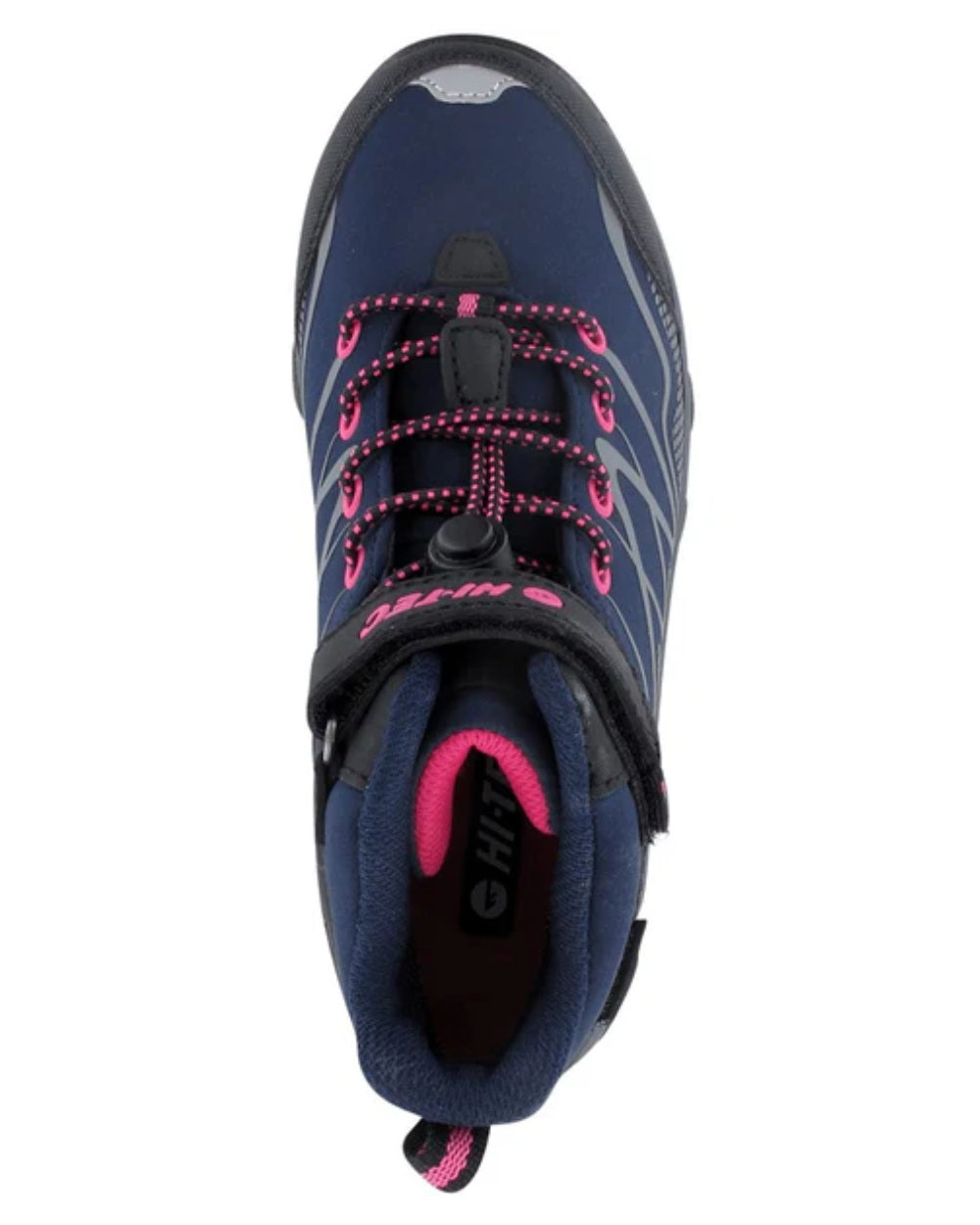 Navy Coloured Hi-Tec Childrens Blackout Mid Boots On A White Background