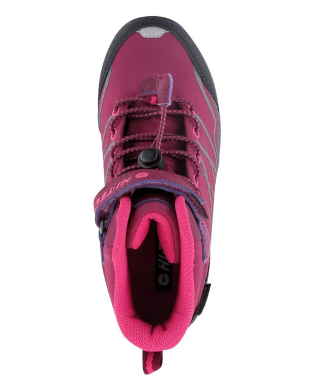 Pink Coloured Hi-Tec Childrens Blackout Mid Boots On A White Background
