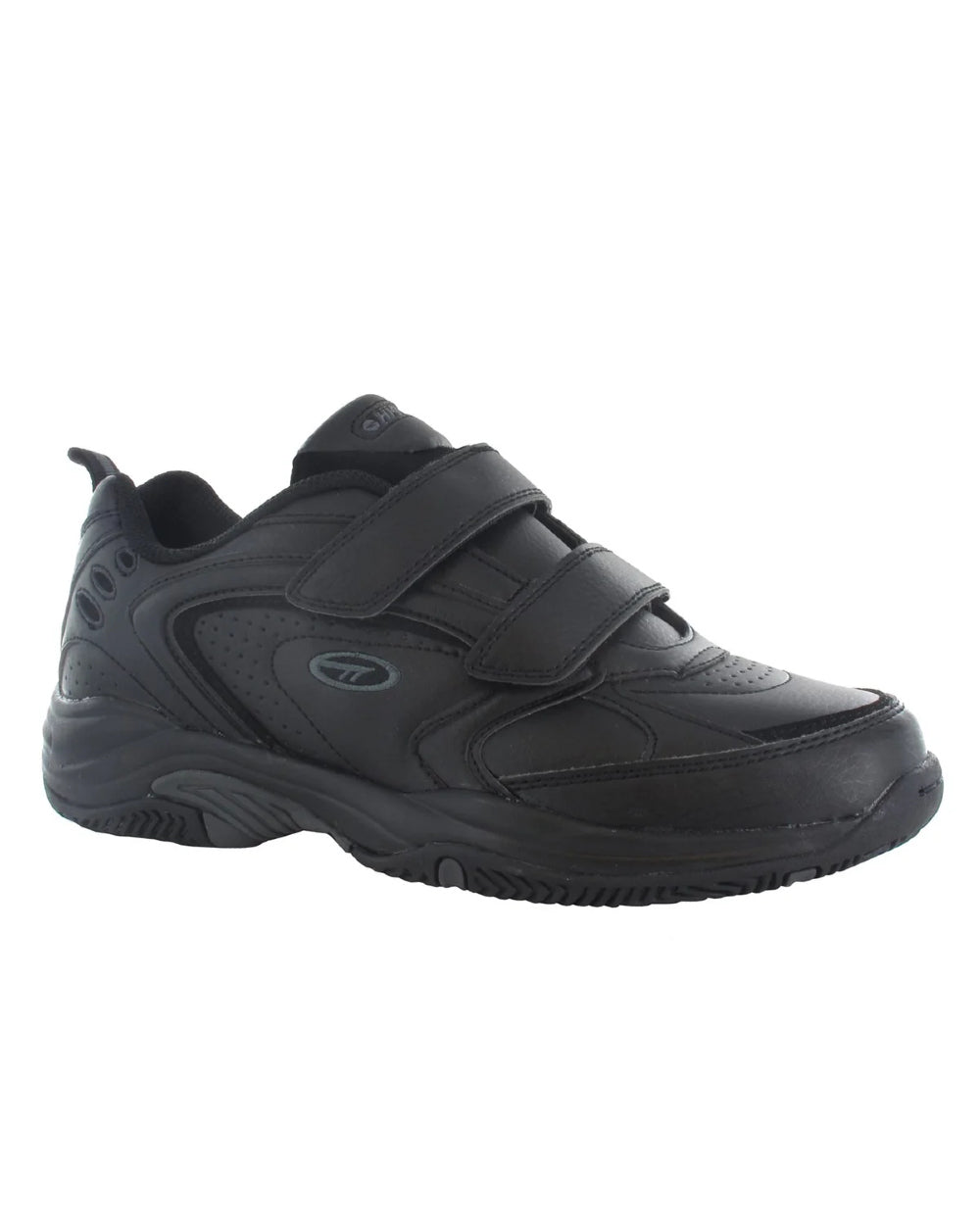 Black Coloured Hi-Tec Blast Lite EZ Trainers On A White Background