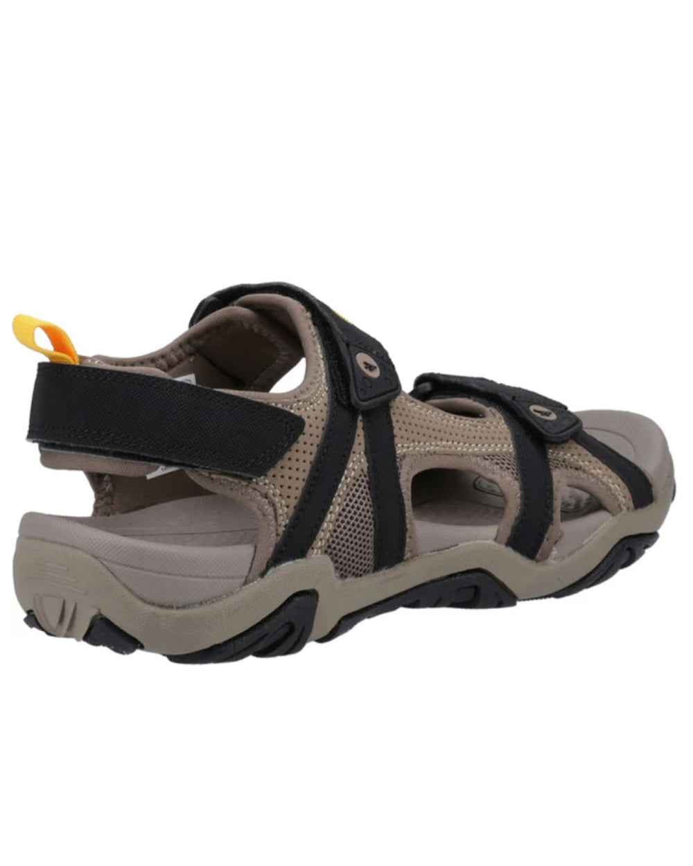 Dark Taupe Light Taupe Coloured Hi-Tec Crater Sandals On A White Background