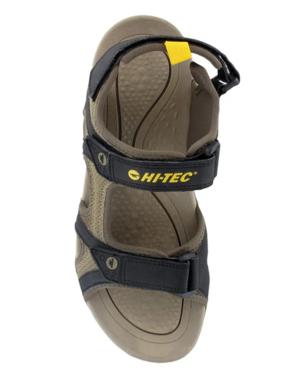 Dark Taupe Light Taupe Coloured Hi-Tec Crater Sandals On A White Background
