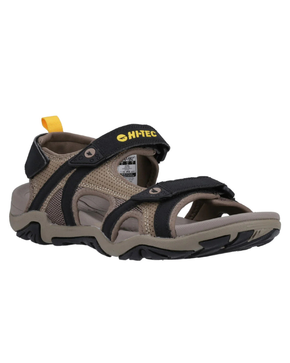 Dark Taupe Light Taupe Coloured Hi-Tec Crater Sandals On A White Background