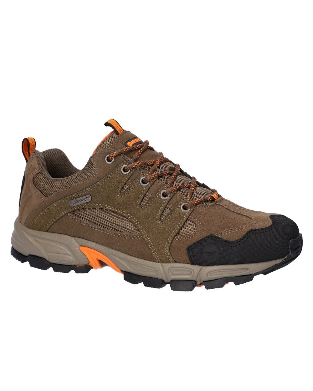 Brown Coloured Hi-Tec Mens Auckland Lite Shoes On A White Background