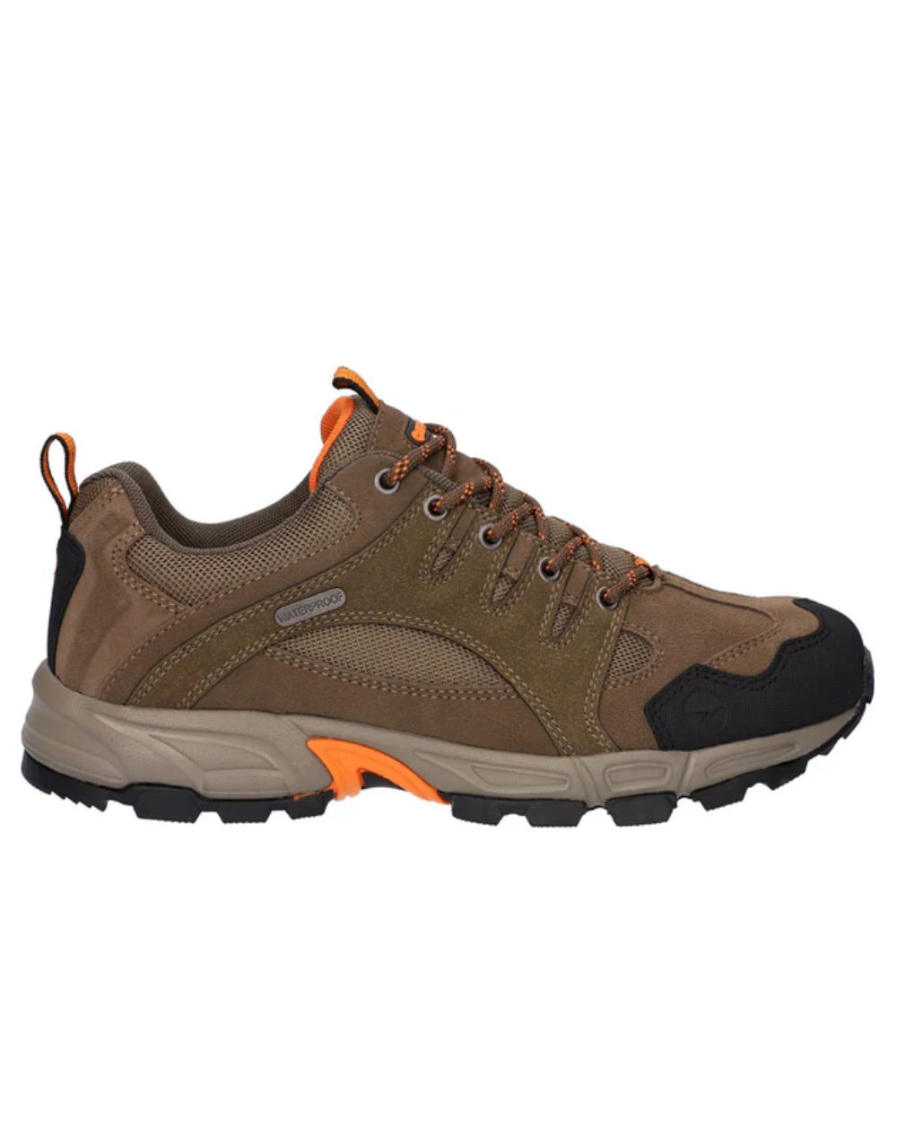 Brown Coloured Hi-Tec Mens Auckland Lite Shoes On A White Background