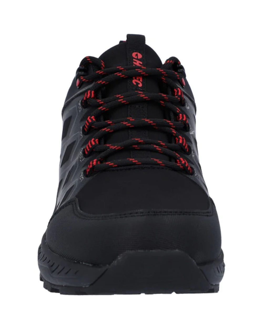 Black Coloured Hi-Tec Mens Diamonde Low Boots On A White Background