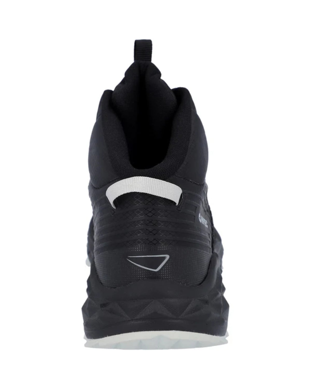 Black Grey Coloured Hi-Tec Mens Fuse Trail Mid Waterproof Trainers On A White Background