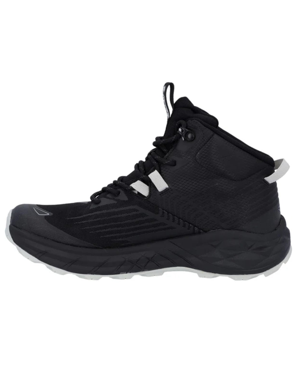 Black Grey Coloured Hi-Tec Mens Fuse Trail Mid Waterproof Trainers On A White Background