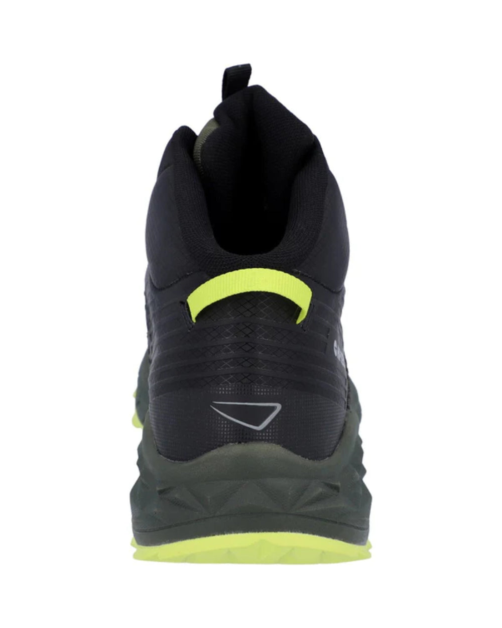 Black Olive Coloured Hi-Tec Mens Fuse Trail Mid Waterproof Trainers On A White Background