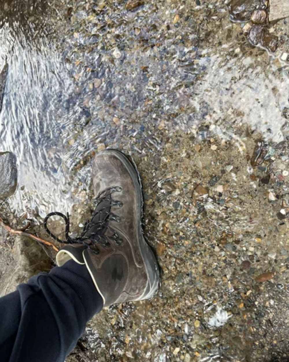 Brown Coloured Hi-Tec Mens Ravine Pro Boots On A Trail Background