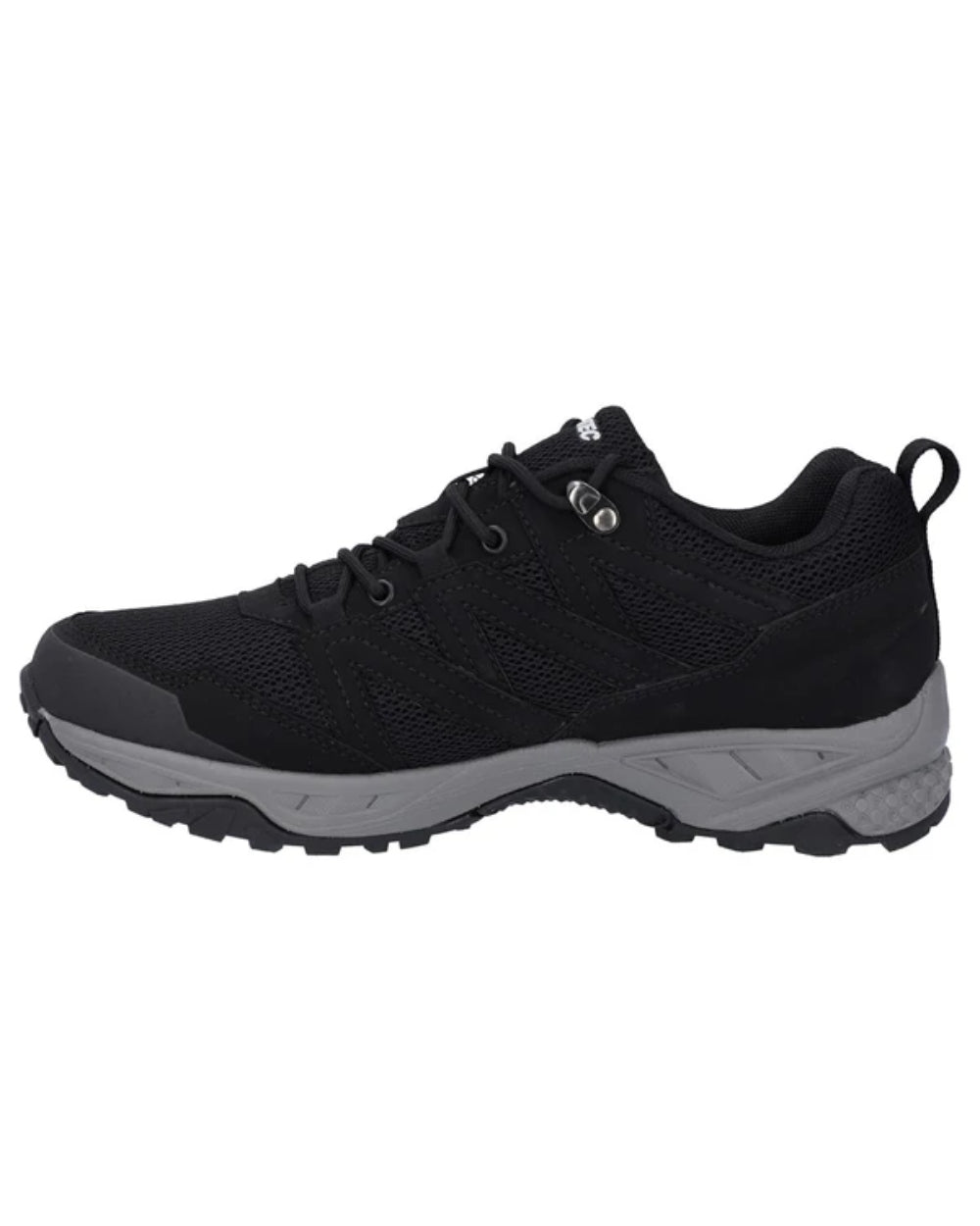 Black Coloured Hi-Tec Mens Saunter Waterproof Hiking Boots On A White Background