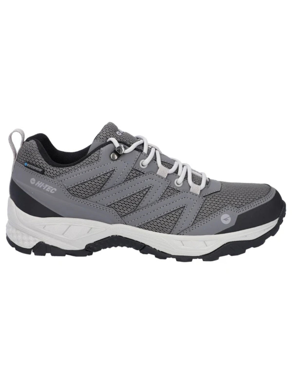Grey Coloured Hi-Tec Mens Saunter Waterproof Hiking Boots On A White Background
