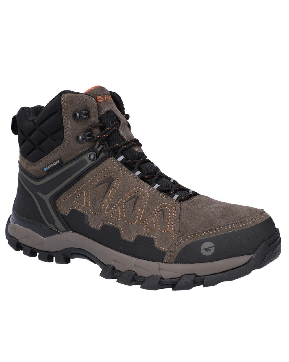 Brown Coloured Hi-Tec Mens V-Lite Explorer Waterproof Hiking Boots On A White Background