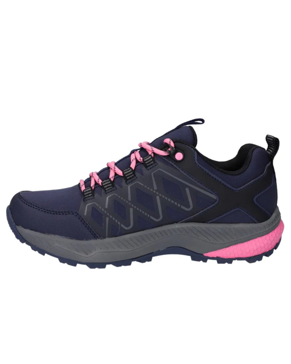 Dark Blue Coloured Hi-Tec Womens Diamonde Low Shoes On A White Background